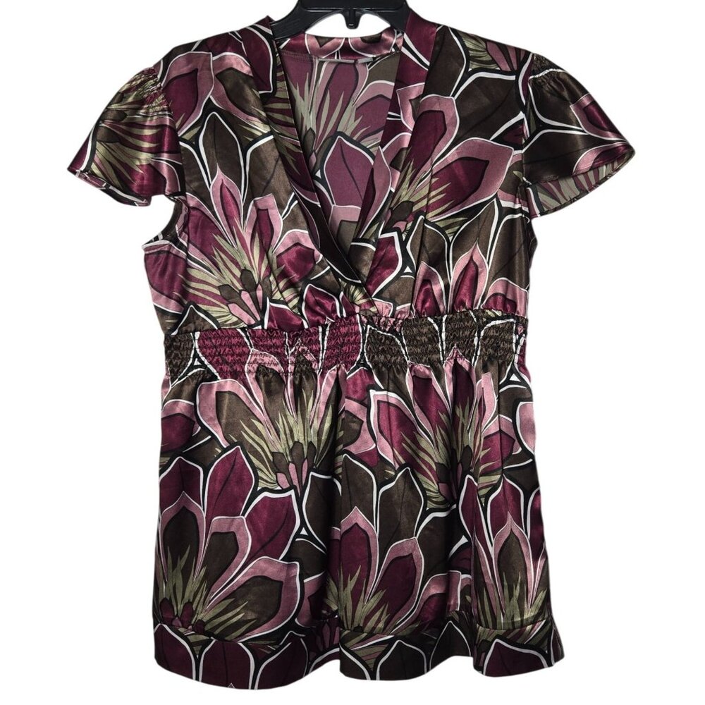 Apt. 9 Womens Floral Babydoll V-Neck Top Size Petite XL Y2K Boho Fairy 2000s